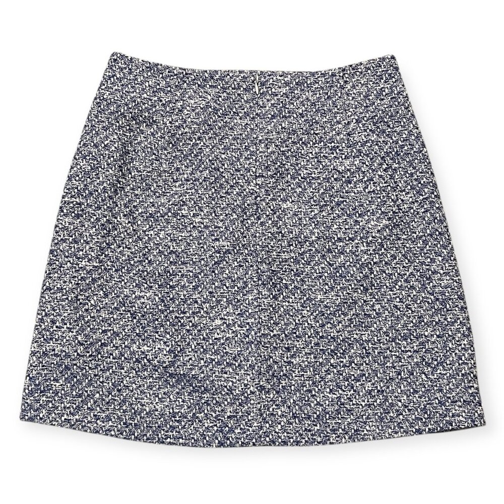 MM Lafleur Tweed Mini Skirt Women Size 4 Blue White Career Preppy